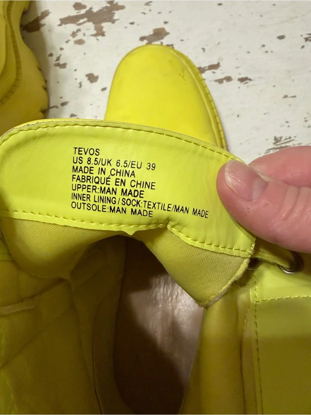 Tevos men’s 8.5 Bright Neon Yellow Lace-Up Combat Boots funk punk hip retro cool